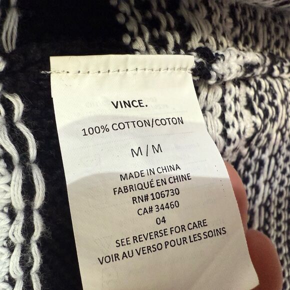 VINCE Sweater Long Vest Textured 100% Cotton NWT Size M Black White $395 - Picture 4 of 12